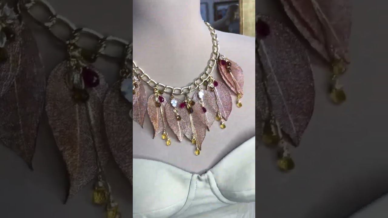 Колье с листьями - крупное, объемное необычное украшение на шею #jewelry #fashionaccessories