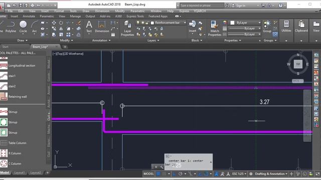 Detailing of RC Beam with AutoLISP Program using the user-defined tools. смотреть онлайн