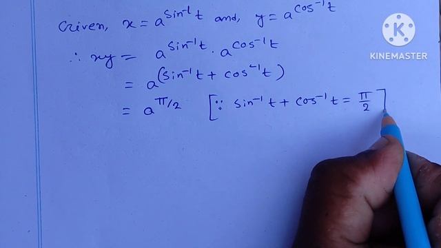 If x=a^(sin^-1(t)) and y=a^(cos^-1(t)) , then prove that dy/dx =-y/x. смотреть онлайн