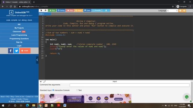 Simple C Program using Online Compiler смотреть онлайн