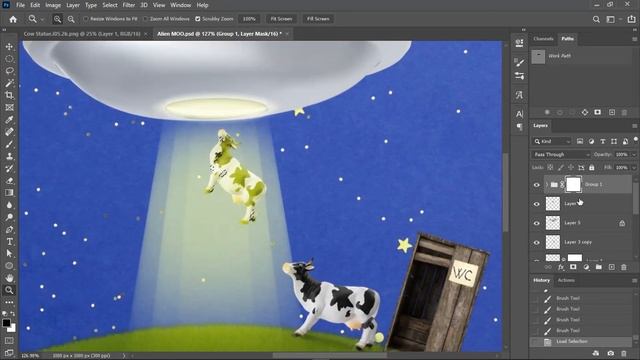 Alien cow abduction | Speed Art #photoshop using #3D elements смотреть онлайн