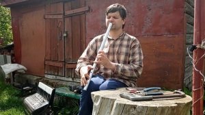Большая флейта (свирель) из алюминиевой трубы.