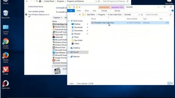 Uninstall K-Lite Mega Codec Pack 13 on Windows 10