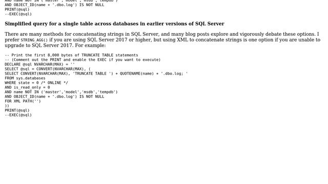 Databases: Using dynamic query to loop through Db for a truncate statement (3 Solutions!!) смотреть онлайн