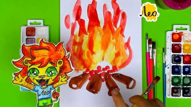 Как нарисовать ОГОНЬ - урок рисования КОСТЕР смотреть онлайн