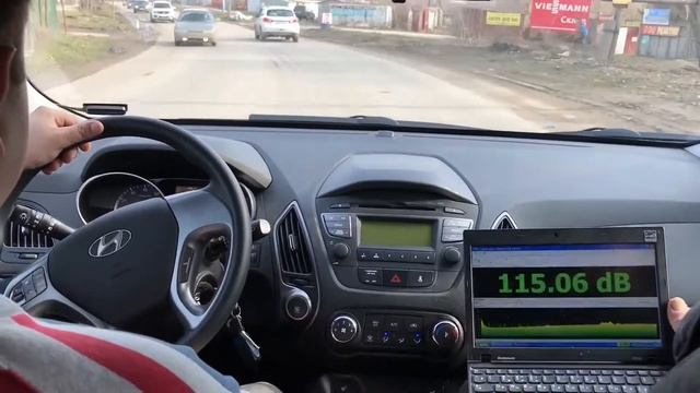 Измерение звукового давления в Hyundai ix35 до и после шумовиброобработки. смотреть онлайн