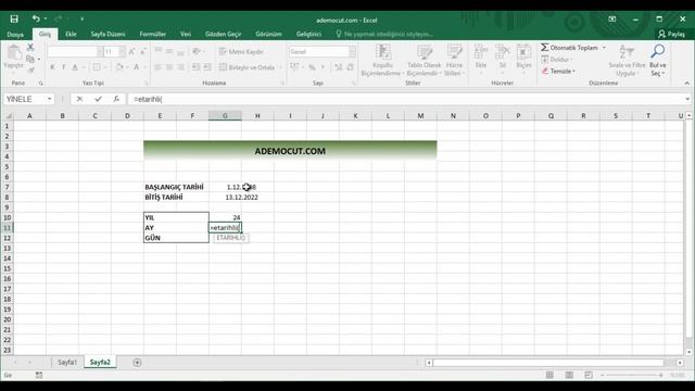 Microsoft Excel de iki tarih arasındaki yıl ay ve günü hesaplamak смотреть онлайн
