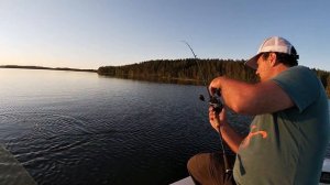 Поиск ночного судака на мелководье. Ночная рыбалка в Финляндии.