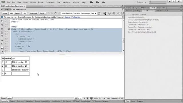 PHP Show If Column for Dreamweaver смотреть онлайн
