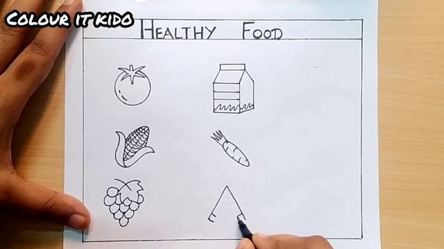 Healthy food Drawing | Food Drawing | Fruits and vegetable Drawing | Healthy food Drawing easy step смотреть онлайн
