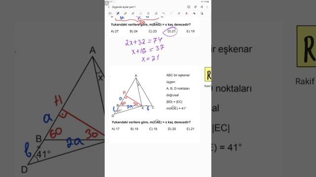 Üçgende Açılar Part 1  (Üçbucaqda Bucaqlar)