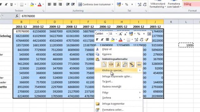 Konvertera till tusental med klistra in special i Excel смотреть онлайн