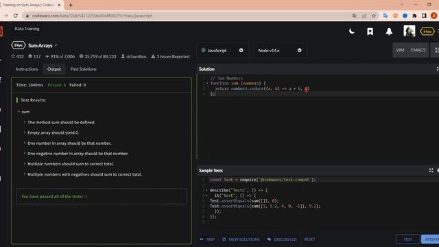 Codewars JavaScript 8kyu / Как решить задачу Sum Arrays ? смотреть онлайн