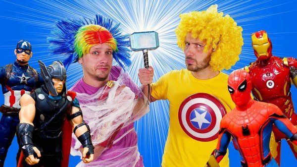 Nerf Blasters vs Superheroes Gadgets: Spiderman, Ironman, Captain America, and Thor