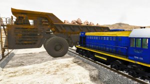 БелАЗ 75710 против поездов - BeamNG Drive