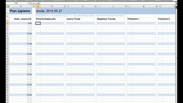 MS Excel - 4 - Plan zapisów - tydzień смотреть онлайн