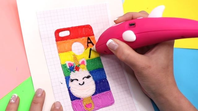 Радужный ЧЕХОЛ для телефона с ЕДИНОРОГОМ и БРЕЛКИ Рисую 3d ручкой + КОНКУРС! смотреть онлайн