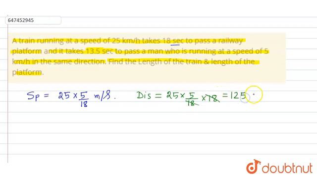 A train running at a speed of 25 km/h takes 18 sec to pass a railway platform and it takes 13.5 ... смотреть онлайн
