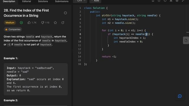 28. Find the Index of the First Occurrence in a String | O(n*m) T, O(1) S | Sliding window | 4K смотреть онлайн