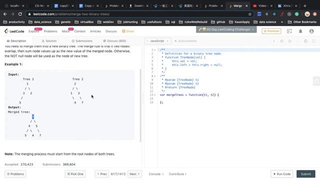 leetcode617. Merge Two Binary Trees смотреть онлайн