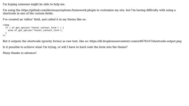 Wordpress: Displaying shortcode output through Options Framework смотреть онлайн