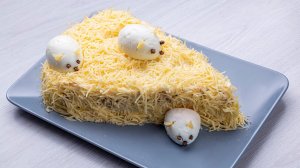 Салат на новогодний стол «Кусочек сыра»  Сытный, мужской салат