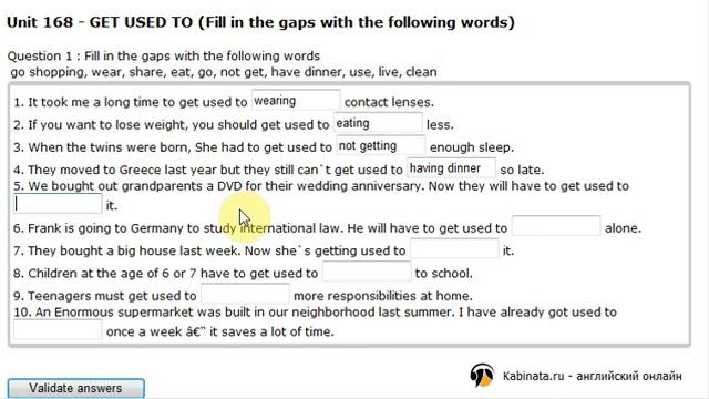 Kabinata.ru (Learn English Online): Unit 168 Get Used To смотреть онлайн
