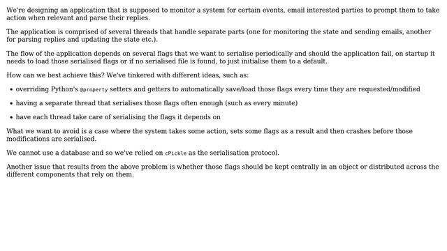 How to periodically serialise object's state and deserialise on initialisation in Python? смотреть онлайн