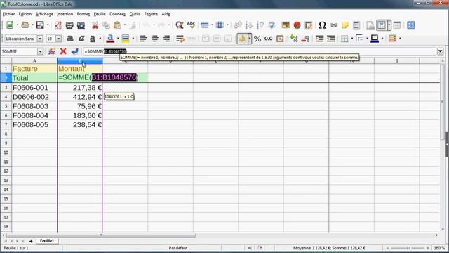 LibreOffice Calc - Garder visibles des totaux de colonne смотреть онлайн