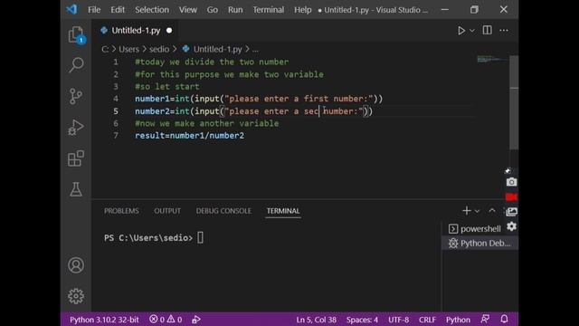 Divide the two numbers in python смотреть онлайн
