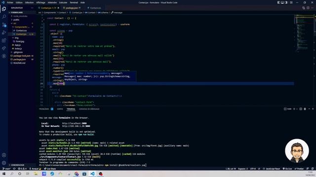 Formulaire de contact avec React-hook-form et Yup смотреть онлайн