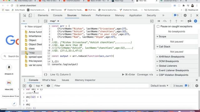 Part 15 Question Based on Filter,Map,Reduce | Basic of ES6 | Javascript in Hindi смотреть онлайн
