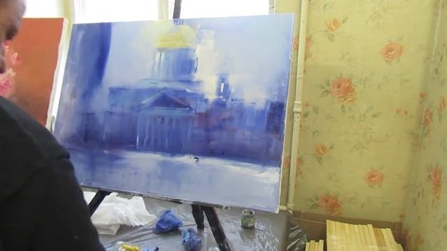 Городской пейзаж, город маслом, живопись для новичков, художник Игорь Сахаров смотреть онлайн