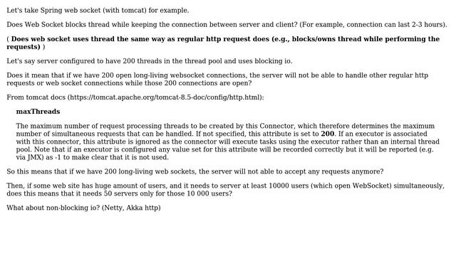 Does Web Socket block thread while keeping connection as regular http connection does? смотреть онлайн