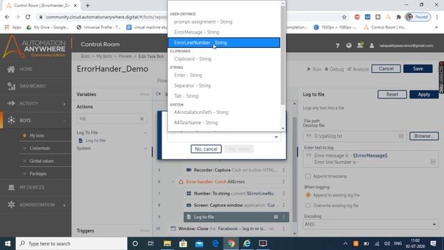 Error Handling in Automation Anywhere |Capture Screenshot | Log to File-Automation Anywhere A2019#1 смотреть онлайн