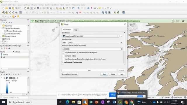 Calculating slope and roughness from GEBCO depth raster in QGIS смотреть онлайн