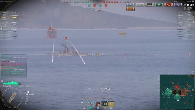 World of Warships! 106к урона на линкоре 5 уровня Oklahoma в режиме "случайный бой". смотреть онлайн