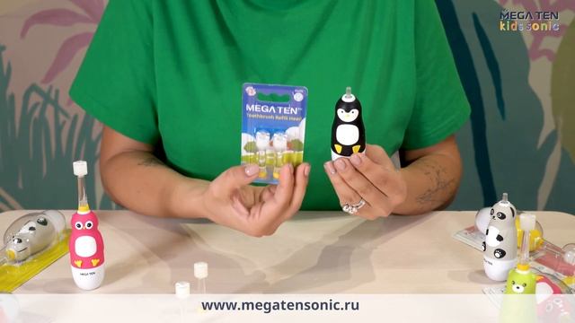 Как заменить сменную насадку у зубной щетки MEGA TEN Kids sonic смотреть онлайн