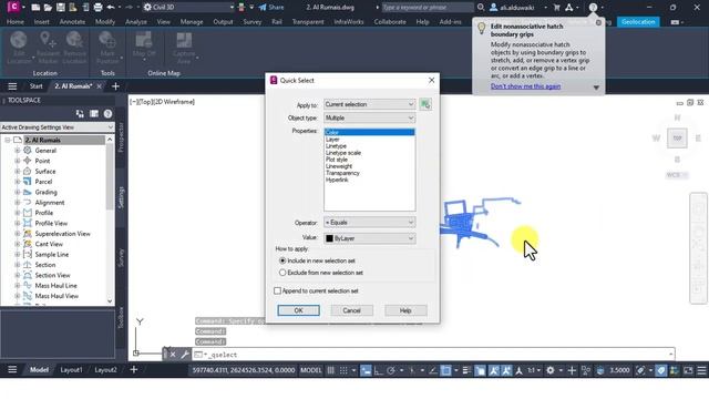 AutoCAD Civil 3d Tips And Tricks  اوتوكاد سيفل ثري دي في دقيقتين (Geolocation, Quickselect, Maptrim