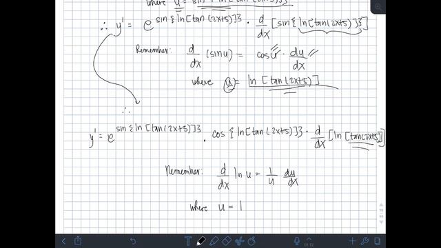 Derivative Practice #10: derivative of e^(sin(ln(tan(2x + 5)))) смотреть онлайн