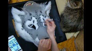 Покраска меха кисточкой, маркером и зубной щёткой ✂ Fursuiting ✂ Irruan