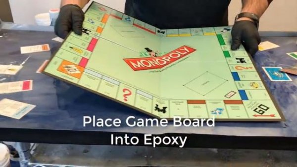 Creating A Unique Epoxy Resin Table With A Monopoly Game Board | TheConcreteProtector.com