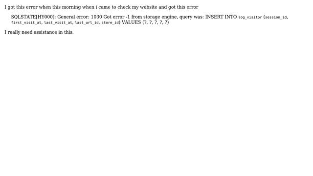 Magento: SQLSTATE[HY000]: General error: 1030 Got error -1 смотреть онлайн