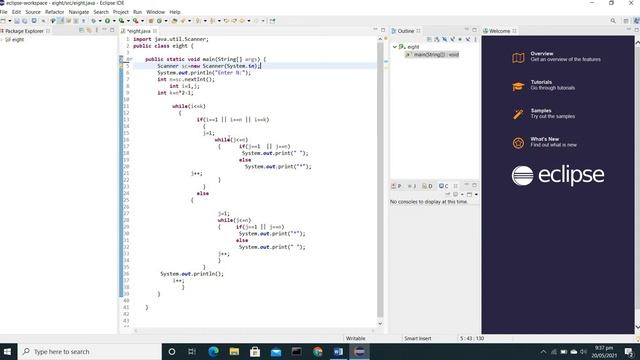 Example Java-print '8 'as star pattern using while loop-18216 смотреть онлайн