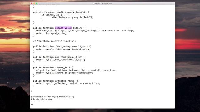 MySQLDatabase and User Classes смотреть онлайн