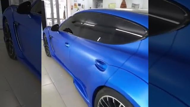 Porsche Panamera - оклейка кузова в синий матовый металлик смотреть онлайн