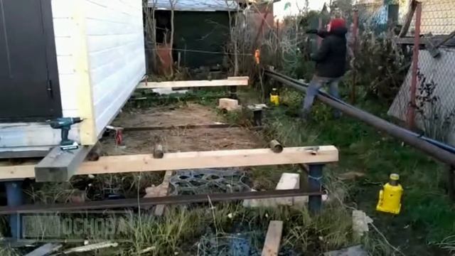 Перенос дачного каркасного дома 5х6м на 3 метра от забора в массиве Сады смотреть онлайн