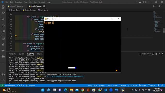 Snake Game in Python – Using Pygame module смотреть онлайн