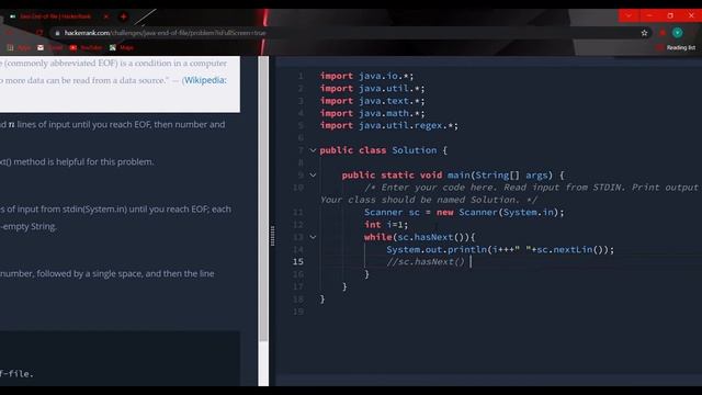 HackerRank Solution| JAVA-End Of File| JAVA смотреть онлайн