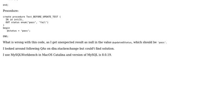 MySQL trigger calling stored procedure always get null value for out parameter of stored procedure смотреть онлайн